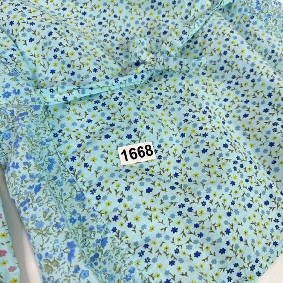 Flying High Foot Path Trading Top Women Large Blue Blouse Cottagecore Patchwork - Picture 8 of 8